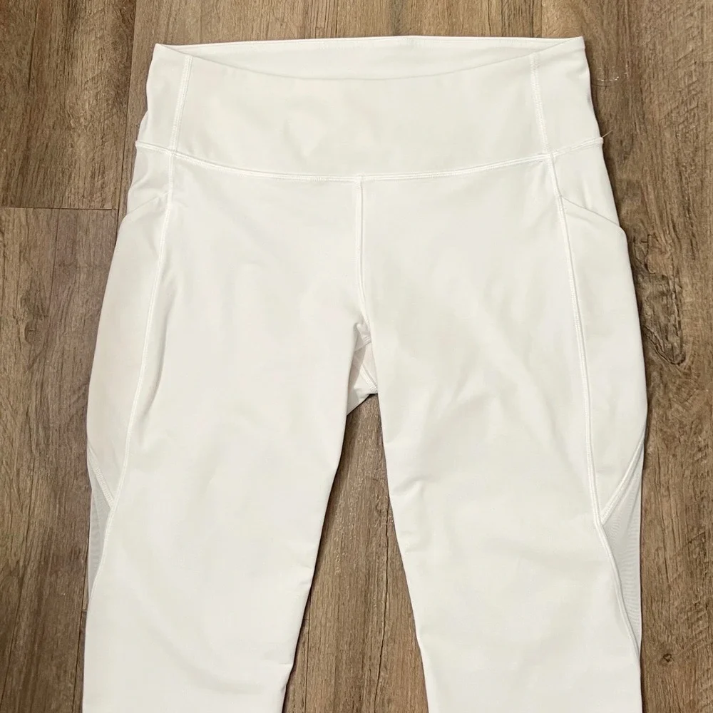 Lululemon Women's Sweat Your Heart Out‎ Crop Leggings In White Size 10